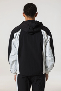Men Black Hoodie Tracksuit Set <b>White</b> Panels Color Blocking Sporty Autumn Wear Breathable Knitted Sweatpants <b>Jogger</b> China Front - Product Image 6