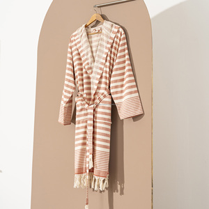 Peignoir en coton unisexe tissu respirant poids léger séchage rapide été toute l'année vêtements de nuit vêtements de salon avec support en éponge - Product Image 1