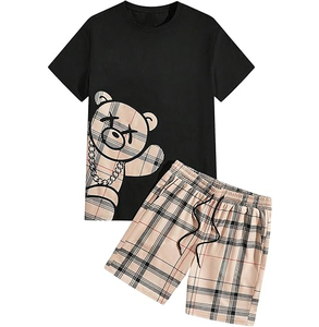 Custom Two Piece T Shirts Short <b>Set</b> Summer Men Clothing 2 Piece T Shirt And Shorts Men Short <b>Sets</b> - Product Image 1