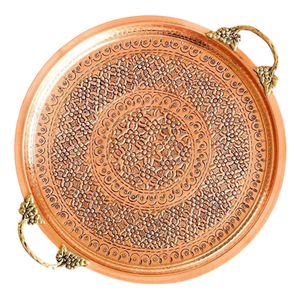 Antique Gold High Quality Decorating Metal <b>Plate</b> Round Handmade Finishing <b>Moroccan</b> Food Serving Tray Arabic Home Decor Tea Tray - Product Image 2