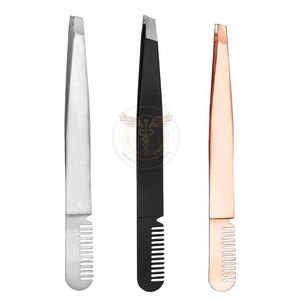 Juego de Pinzas para Cejas de Acero Inoxidable de Lujo, Personalizadas y Profesionales, con Punta Inclinada, Reutilizables, Duraderas, con Empaque con Logotipo Personalizado - Product Image 1