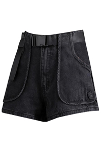 Shorts décontractés sur mesure en jean déchiré pour femme, taille haute, respirants, 100 % coton, avec cordon de serrage, style sportif, été, OEM ODM - Product Image 6