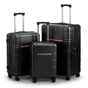 <b>TSA</b> <b>Lock</b> Spinner 3-Piece PC+ABS Expandable Suitcase <b>Luggage</b> Set - Product Image 4