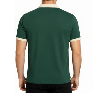 เสื้อโปโลชายสีเขียวอมฟ้าคลาสสิก คอปกสีน้ำเงินกรมท่า ทรงเข้ารูป แขนสั้น สวมใส่สบาย เหมาะสำหรับเล่นกอล์ฟ ผ้าฝ้ายเนื้อนุ่ม ระบายอากาศได้ดี - Product Image 2