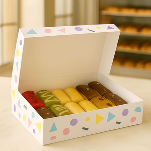 Custom Printing Food Grade Grease-Resistant Pastries Sushi Crystal Candy Paper Boxes - Product Image 1