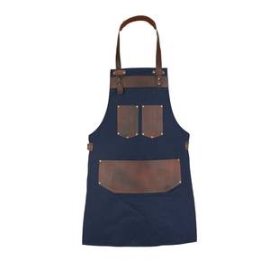 Tablier de bar professionnel léger en toile avec sangle en cuir réglable, poches, broderie personnalisée du nom de la marque, impression sérigraphique - Product Image 1