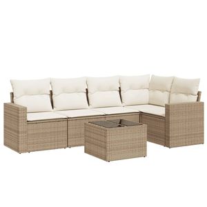 Divano da giardino Beige in PE Rattan con acciaio verniciato a polvere e mobili da esterno Premium in vetro temperato - Product Image 2