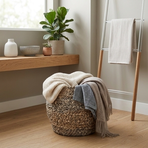 Mosa <b>Basket</b> Woven Jute Storage Bin Braided Natural Fiber Pot Planter Decorative Home Organizer Laundry <b>Plant</b> Holder - Product Image 5