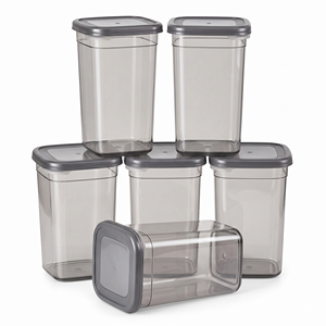 1000ML Clear PET Food Storage <b>Container</b> Reusable Kitchen Canister for Cereals, Spices, <b>Snacks</b> & Dry Goods - Product Image 1