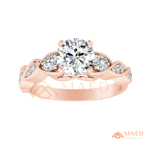 Round Cut Moissanite <b>Infinity</b> Twist Engagement Ring <b>Rose</b> Gold Plated Pave Band Wedding Ring Jewelry Gift - Product Image 5