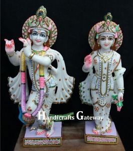 Hindu God Radha Krishna Marble Statue - Product Image 5