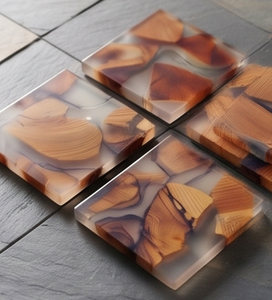 Handmade Wooden Epoxy Resin <b>Coasters</b> Square Shape With Walnut Modern Unique Design Perfect <b>For</b> Tea <b>Drinks</b> Tabletop Accessory - Product Image 4