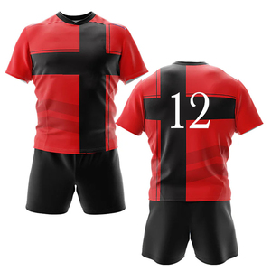 Conjunto de Camiseta de Fútbol Personalizada para Hombre en Azul y Negro con Bloques de Color, Absorbente de Humedad, Manga Corta, 100% Poliéster, Impresión Sublimada - Product Image 3