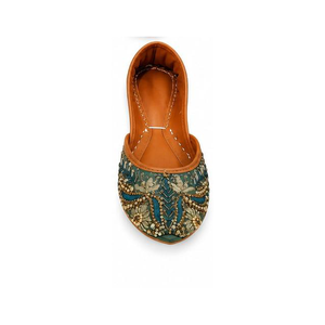 Chaussures Khussa pakistanaises artisanales de qualité supérieure, chaussures ethniques punjabi indiennes pour femmes, couleur personnalisée, semelle en cuir véritable - Product Image 2