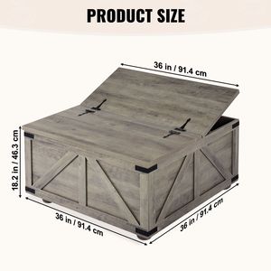 Tavolino da Caffè Rustico in Stile Fattoria con Coperchio a Cerniera e Ampio Vano Portaoggetti per Soggiorno - Product Image 6