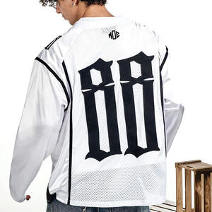 Camiseta de Fútbol Americano Moderna para Hombre, Blanca, con Paneles de Malla, Manga Larga, Estilo Jersey, 230 GSM, Poliéster Transpirable, Proveedores OEM Personalizados al por Mayor - Product Image 6