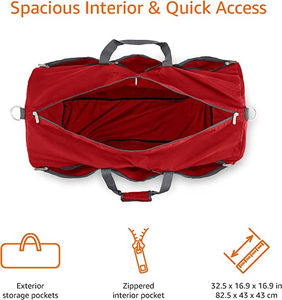 Sac de sport unisexe à prix abordable, rouge, en polyester, 40-55L, avec fermeture éclair, poignée souple, design uni décontracté, sangle réglable, durable - Product Image 6