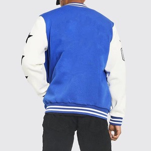 Men's Blue White Varsity <b>Jacket</b> Letter B Embroidered Patch <b>Stars</b> Preppy Style Baseball <b>Jacket</b> Regular Fit Autumn Wear - Product Image 2