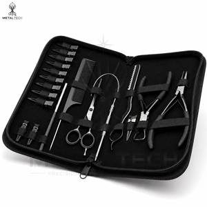 Professional Hair Extension <b>Tools</b> Kit With Pliers, Scissors, Threader, Micro Ring Loop Needle, Hair Clips, Tail Comb & Storage - Product Image 2