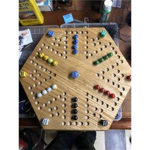 Juego de Mesa Jackaroo de Madera Premium 2 en 1 |   Juego de Ludo Hexagonal de Madera para 6 Jugadores |   Juego de Mesa de Estrategia de Doble Cara con Fichas de Mármol - Product Image 3