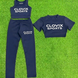ชุดเซ็ตแทรคสูทผู้หญิงแบบปรับแต่งได้ สีพื้น กางเกงขายาว เสื้อครอปแขนสั้น ระบายอากาศได้ดี เหมาะสำหรับเล่นกีฬาในฤดูร้อน - Product Image 6