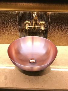 Lavabo de Cobre de Diseño Artístico, Lavabo Tipo Vaso, Accesorio de Baño de Lujo, Construcción Metálica Premium Hecha a Mano - Product Image 6
