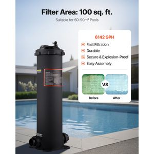 Valvola Filtro a Cartuccia per Piscina da 100 Piedi Quadrati, Sistema di Filtrazione per Piscina 6142 GPH - Product Image 2