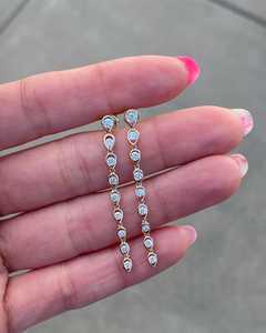 Pendientes Largos de Oro Sólido 14K 18K con Diamantes Cultivados en Laboratorio, Diseño de Lágrima, para Novia, Regalo de Aniversario, Venta al por Mayor - Product Image 6