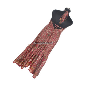 Vestidos Vintage de Seda con Volantes para Mujer, Estilo Boho, Sari de Seda Vintage, Vestido Moderno Elegante para Dama, Vestido de Noche sin Mangas - Product Image 5