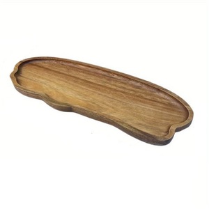 Plato de madera ovalado natural premium, bandeja decorativa de madera para sushi, frutas, pan, para hotel, hogar, vajilla, en oferta. - Product Image 2