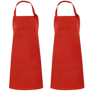 Delantal Unisex Rojo de Algodón con Bolsillo para Restaurante o Bar, Correas Ajustables, Manga Corta, Cierre a Presión, Uniforme para Camareros - Product Image 1