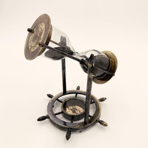 Solid Brass Stand Revolving and <b>Timer</b> 8 Inch Ship Maritime Wooden and Brass <b>Sand</b> <b>Timer</b> Hour Glass Sandglass Wheel Hourglass with - Product Image 1