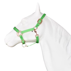 Horse <b>Halters</b> Nylon Traction Halter Green Handcrafted Horse Bridle Premium Leather Headstall Adjustable Design - Product Image 6