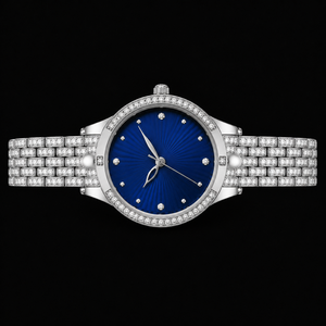 Reloj de Lujo para Mujer con Diamantes, Esfera Redonda de 30 mm, Cuarzo Analógico, Caja de Cristal de Zafiro, Estilo Plateado con Incrustaciones de Diamantes - Product Image 2