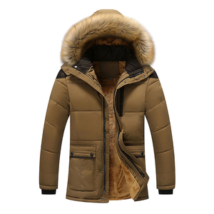 Men's winter parka jacket windproof jacket zipper closure zipper pocket outdoor casual solid thick puffer <b>coat</b> - Product Image 4