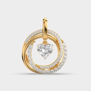 Pendentif solitaire en diamant taille cœur plaqué or 18 carats, bijou romantique de fiançailles pour femme, pendentif charme pour femme - Product Image 1