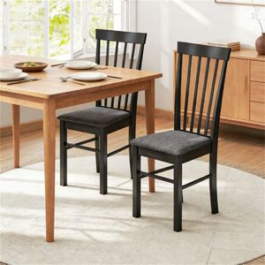 Set di Due Sedie da Pranzo in Legno Nero e Grigio per Soggiorno e Cucina - Product Image 1