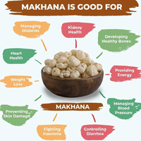 Nueces de Makhana (Foxnuts) Indias HP Valia 100% Premium, 12-18mm, Secas, de Grado Alimenticio, Libres de Residuos de Pesticidas, Ricas en Fibra y Proteína, Ideales para Snacks