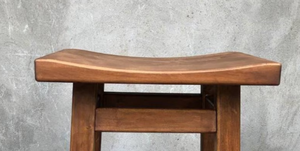 Tabourets de bar rectangulaires modernes en bois de Sheesham, finition noyer/teck, pour bar à domicile, cuisine et salon, usage commercial - Product Image 5