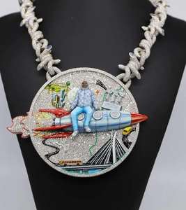 Pendentif en argent sterling 925 avec diamant Moissanite VVS, pendentif Moissanite personnalisé, breloque lettre Hip Hop, pendentifs Hip-hop fusée pour hommes - Product Image 3