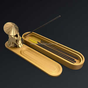 Luxury Handmade Customized Wood Incense Holder Polished Brass Finish <b>Removable</b> Design Buddhist Theme Tabletop for Home - Product Image 3