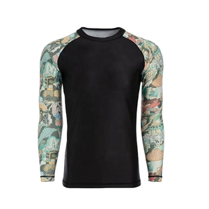 เสื้อรัดรูปแขนยาวลายตารางสีเขียวอมฟ้าสำหรับผู้ชาย แห้งเร็ว เหมาะสำหรับฝึกซ้อม BJJ ยิวยิตสู - Product Image 3