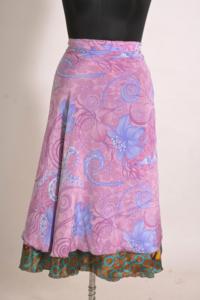 Falda Maxi Cruzada de Seda con Estampado Floral Vintage Hecha a Mano por Artesanos para Mujer - Product Image 1