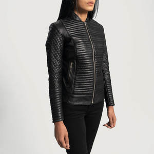 Chaqueta de Cuero Negra para Motociclista, Estilo Urbano, Ajustada, con Cierre, Clásica, Casual - Product Image 2