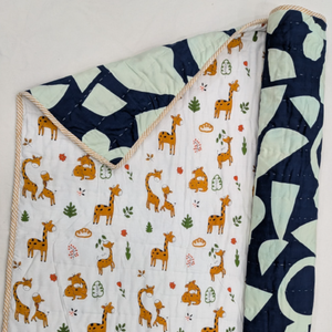 Premium Durable Jaipuri 60"X40" Baby Quilt Floral Hand Block Printed Luxurious Super Soft 100% Cotton Skin Friendly Reversible - Product Image 1