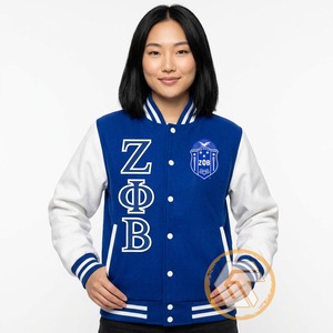 Chaqueta Universitaria Personalizada Zeta Phi Beta, Ropa de Sororidad, Alta Calidad, Transpirable, de Algodón y Felpa, con Escudo Bordado, Botones para Invierno - Product Image 2