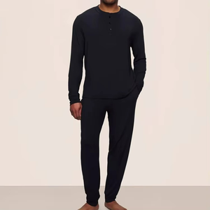 Modal Long PJ <b>Set</b> <b>for</b> <b>Men</b> Long Sleeve Two Piece Loungewear Organic Jersey <b>Men's</b> <b>Pajamas</b> Custom Pijama Oversized - Product Image 3