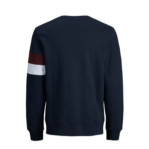 Men's Crew Neck Regular Fit Knitted <b>Sweatshirt</b> Color Blocking Casual Pullover Autumn <b>Navy</b> Cotton - Product Image 2