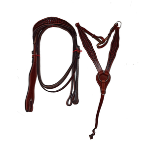 Ensemble de selle de cheval en cuir occidental ROYAL INTRNATIONAL de qualité supérieure |   Baril de ranch sculpté à la main en fibre de verre avec motifs floraux - Product Image 3