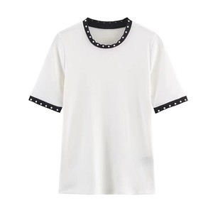 100% Cotton stone collar Crop <b>Top</b> Women's T-shirts Custom Dropped Shoulders Women's Crop <b>Top</b> Ladies Short Tee OEM ODM Suppliers - Product Image 3